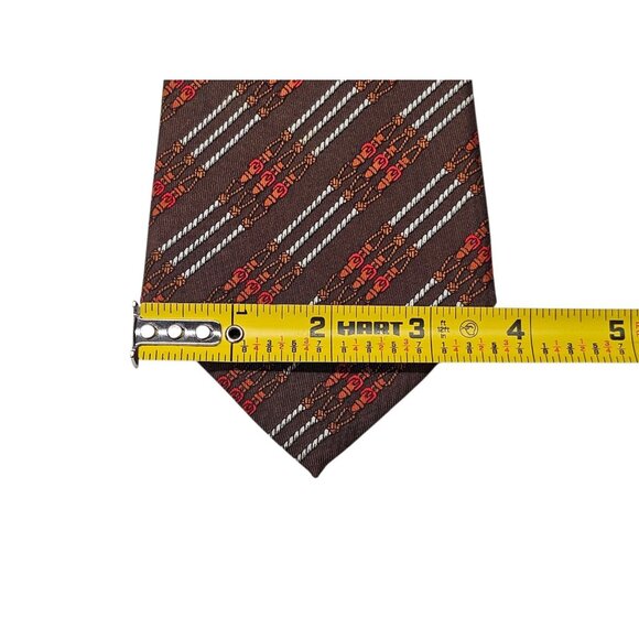 Vintage Hermes Paris Chain Belt Equestrian Silk Neck Tie Necktie Brown 55" - Picture 12 of 12